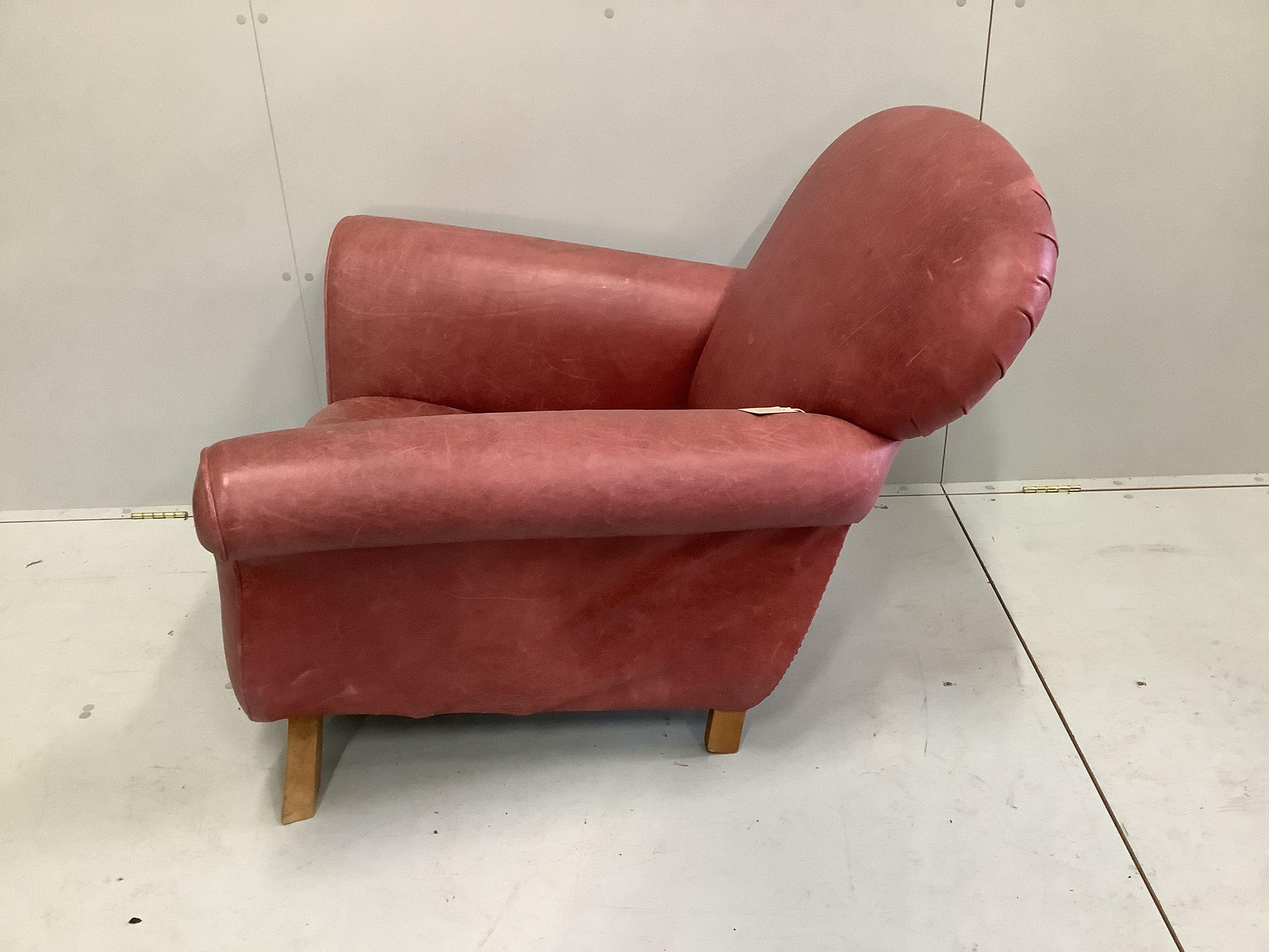 A mid century French club armchair, width 104cm, depth 93cm, height 74cm